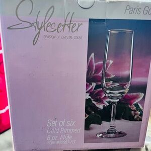 Stylesetter Gold Rimmed Flute Glasses Set